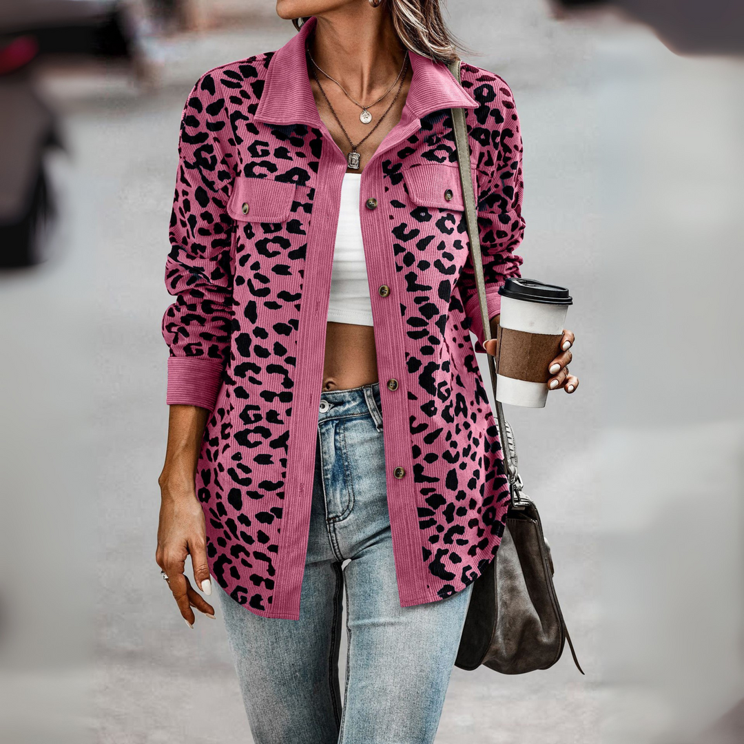 Rosie | Casual Leopard Print Button Front Jacket