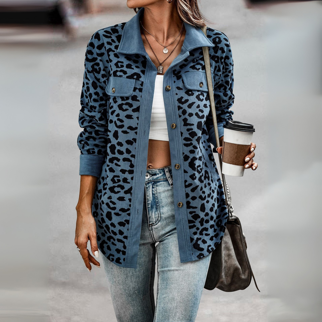 Rosie | Casual Leopard Print Button Front Jacket