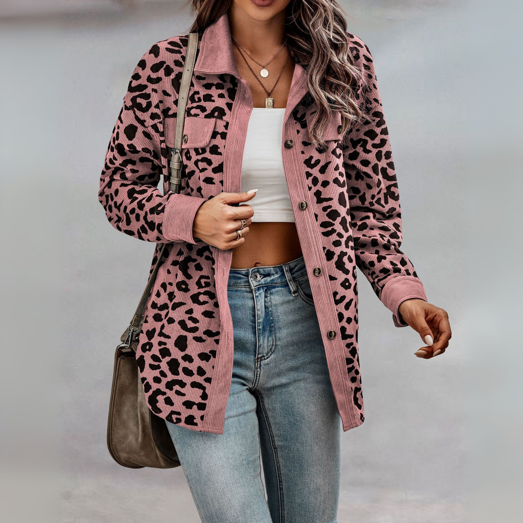 Rosie | Casual Leopard Print Button Front Jacket