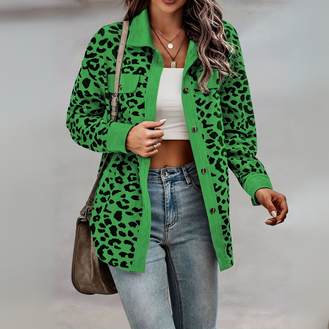 Rosie | Casual Leopard Print Button Front Jacket