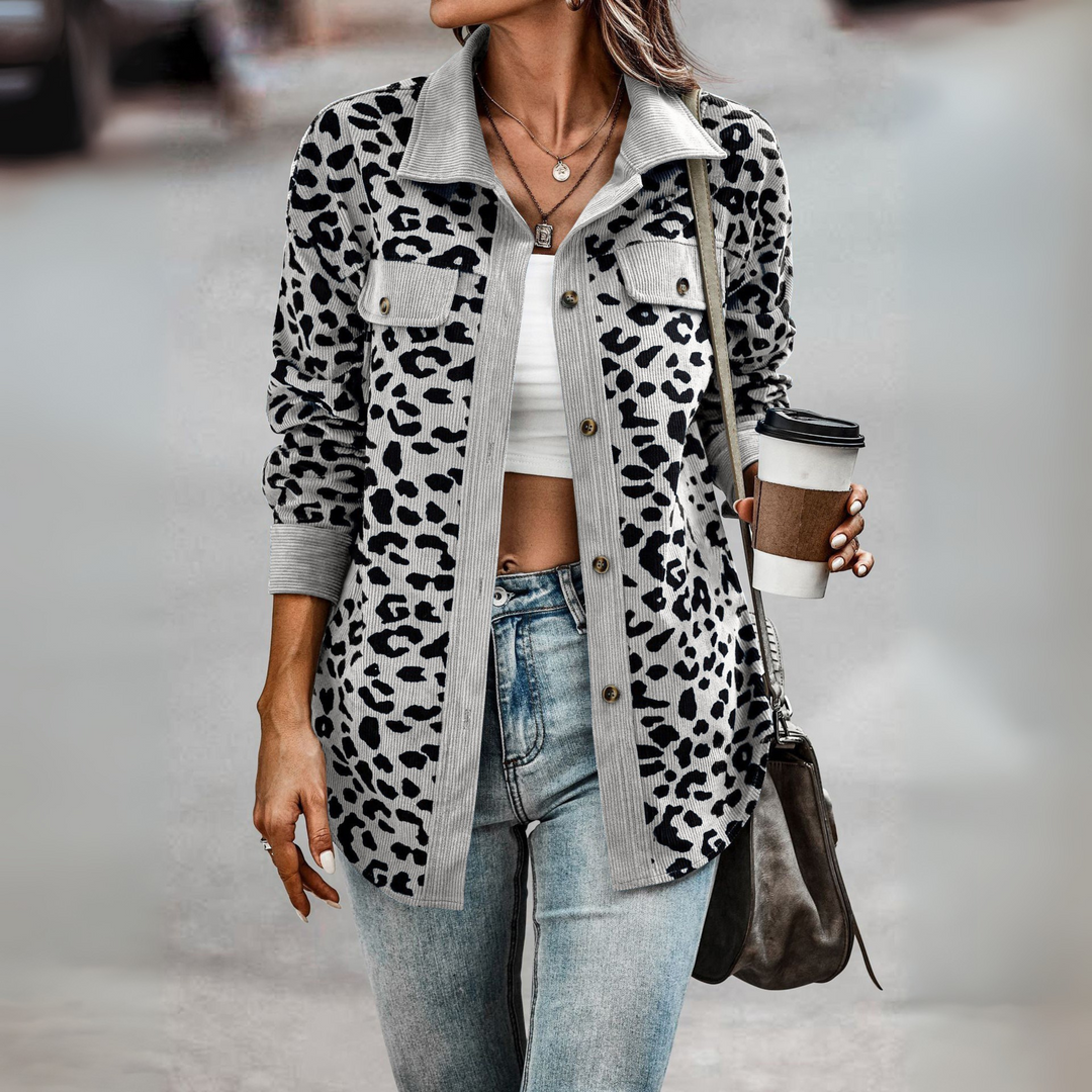 Rosie | Casual Leopard Print Button Front Jacket