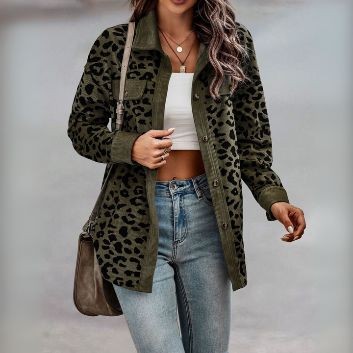 Rosie | Casual Leopard Print Button Front Jacket