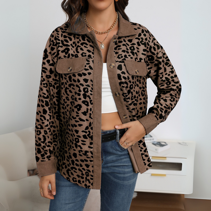 Rosie | Casual Leopard Print Button Front Jacket