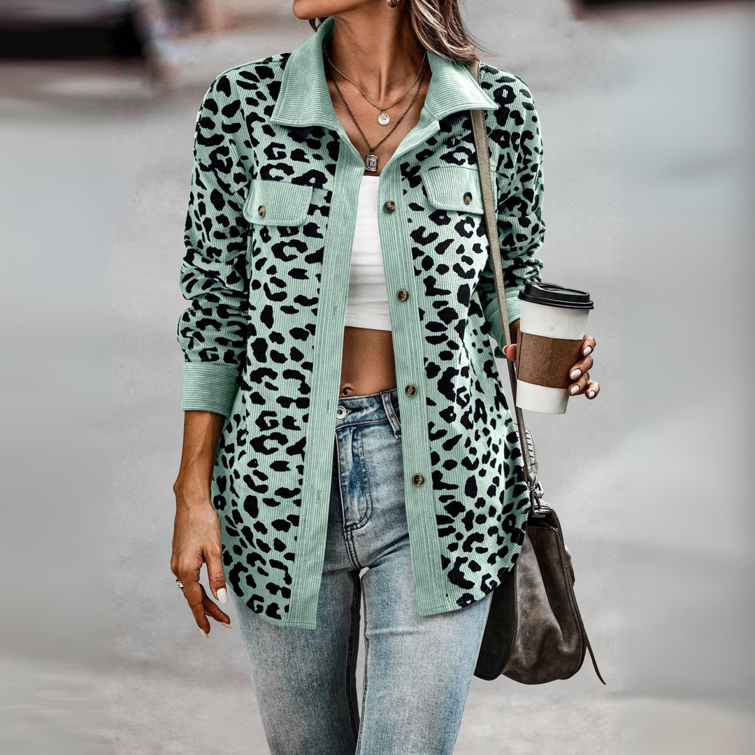 Rosie | Casual Leopard Print Button Front Jacket