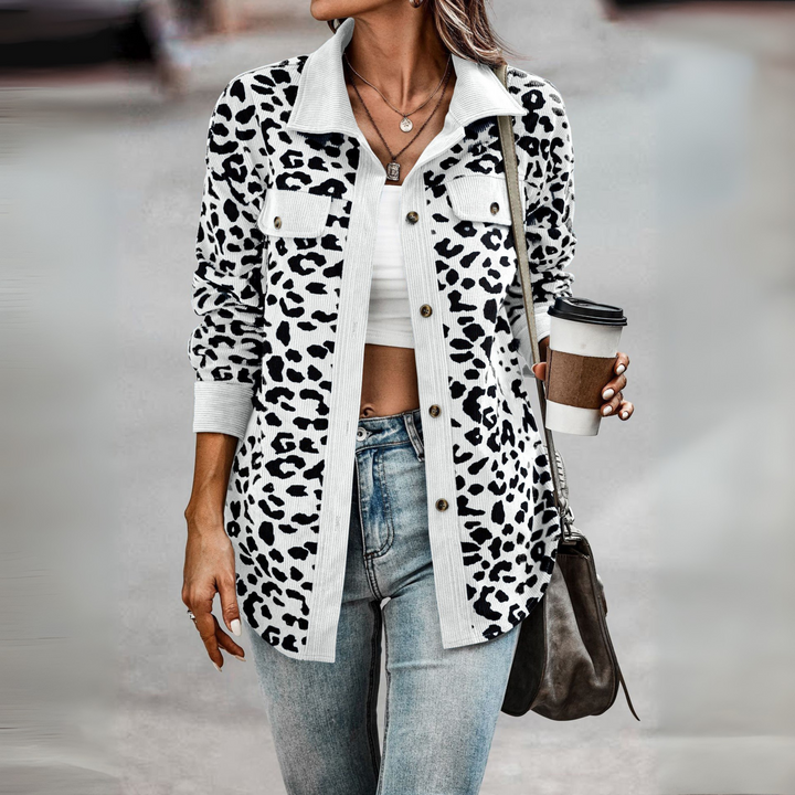 Rosie | Casual Leopard Print Button Front Jacket