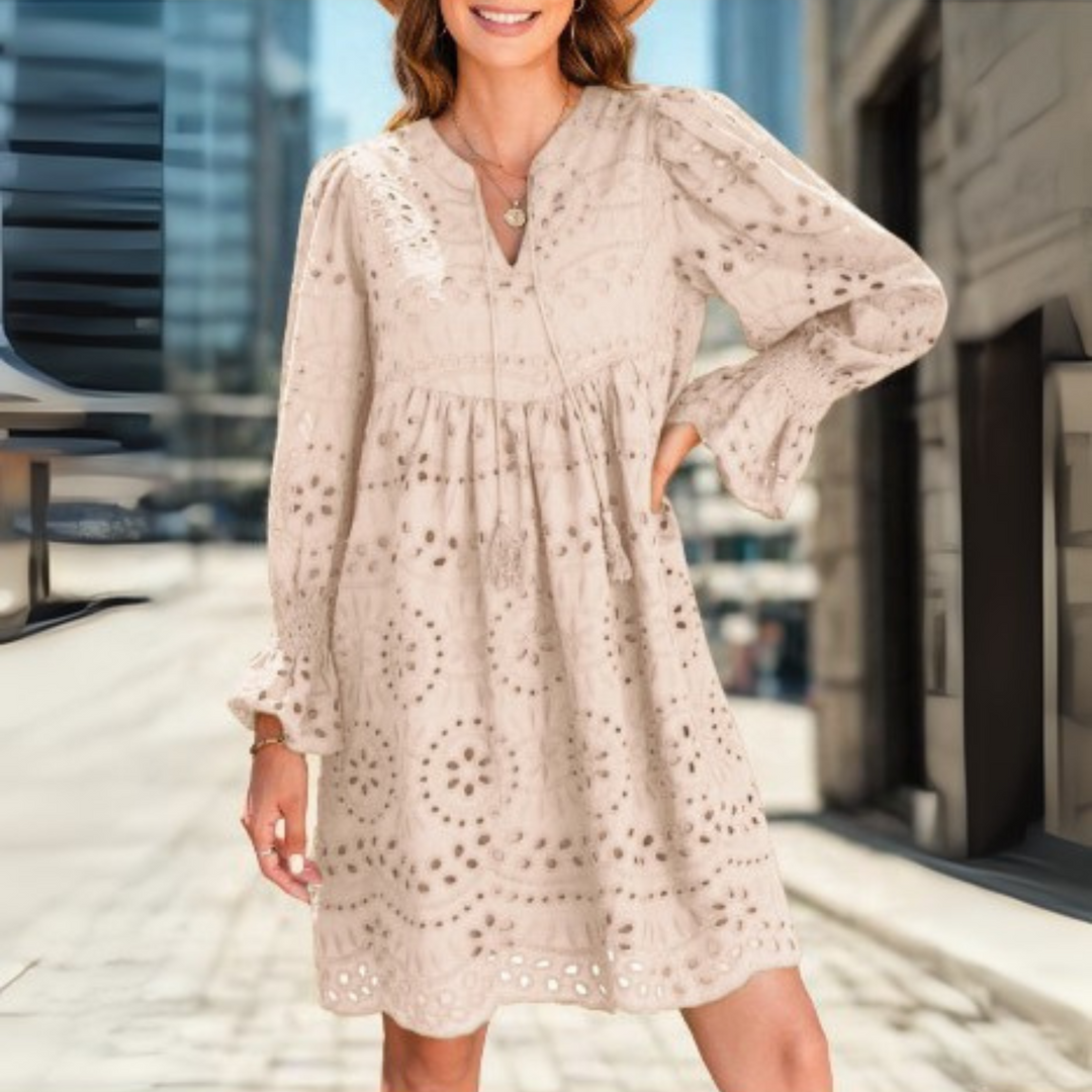 Rosie | Classy Tassel V-Neck Long Sleeve Mini Dress