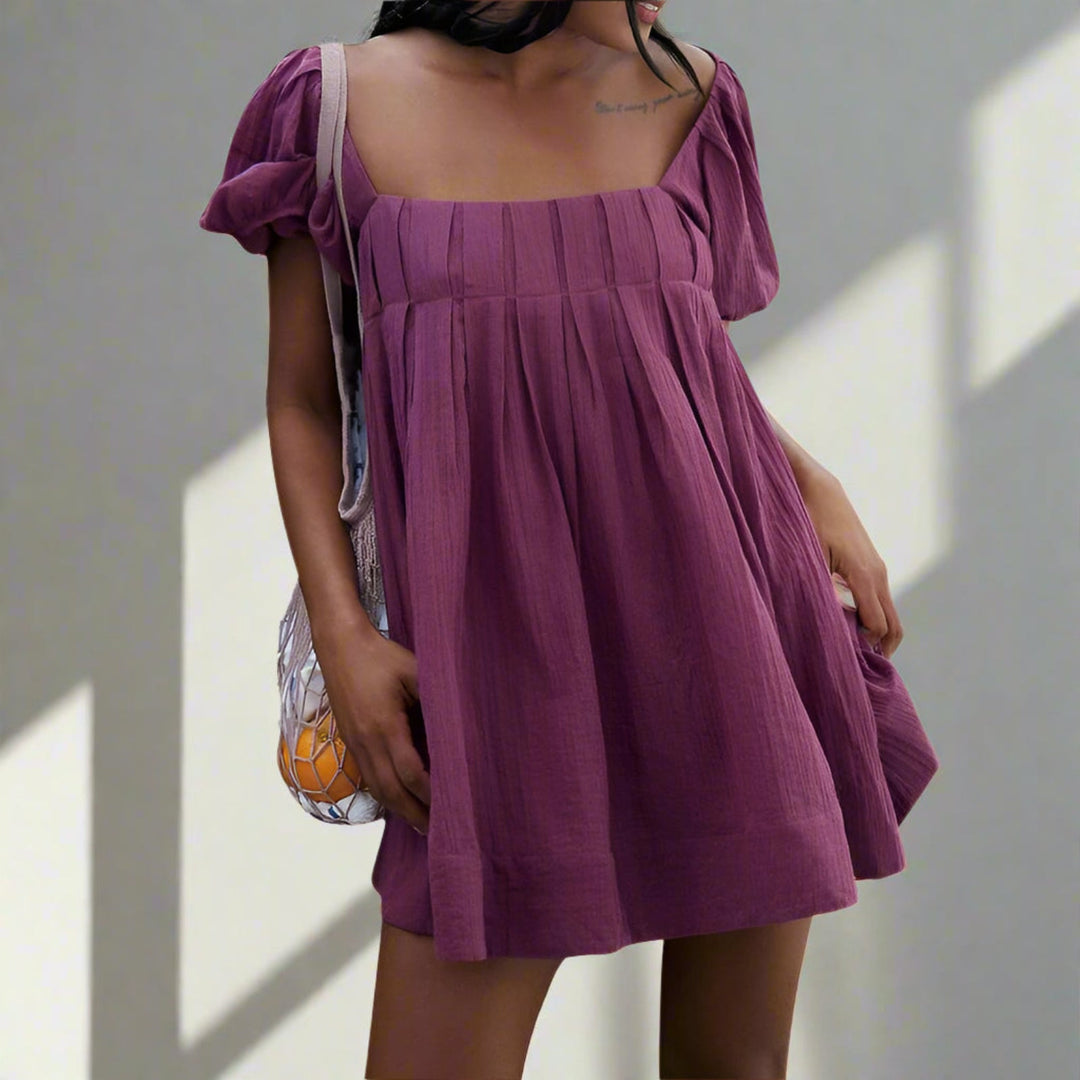 Rosie | Chic Summer Puff Sleeve Square Neck Mini Dress