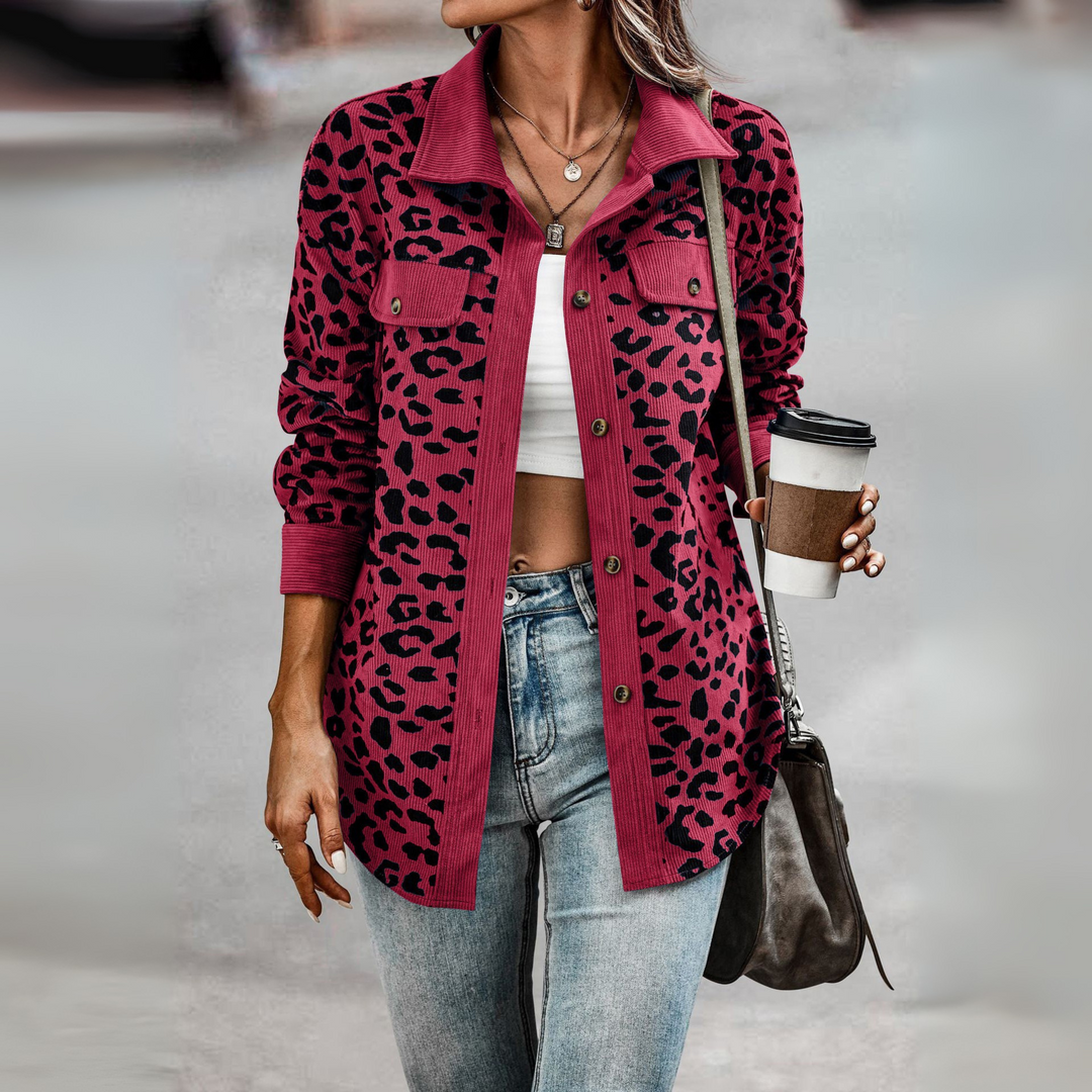 Rosie | Casual Leopard Print Button Front Jacket