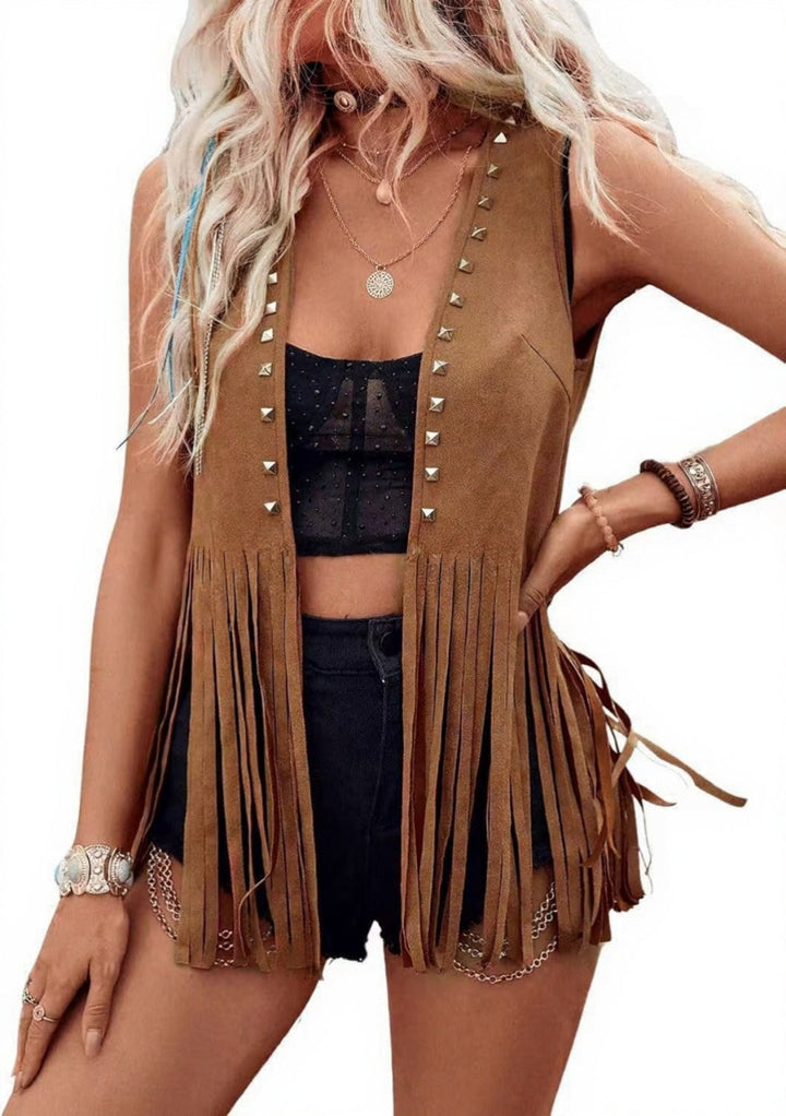 Rosie | Casual Open-Front Sleeveless Fringe Vest