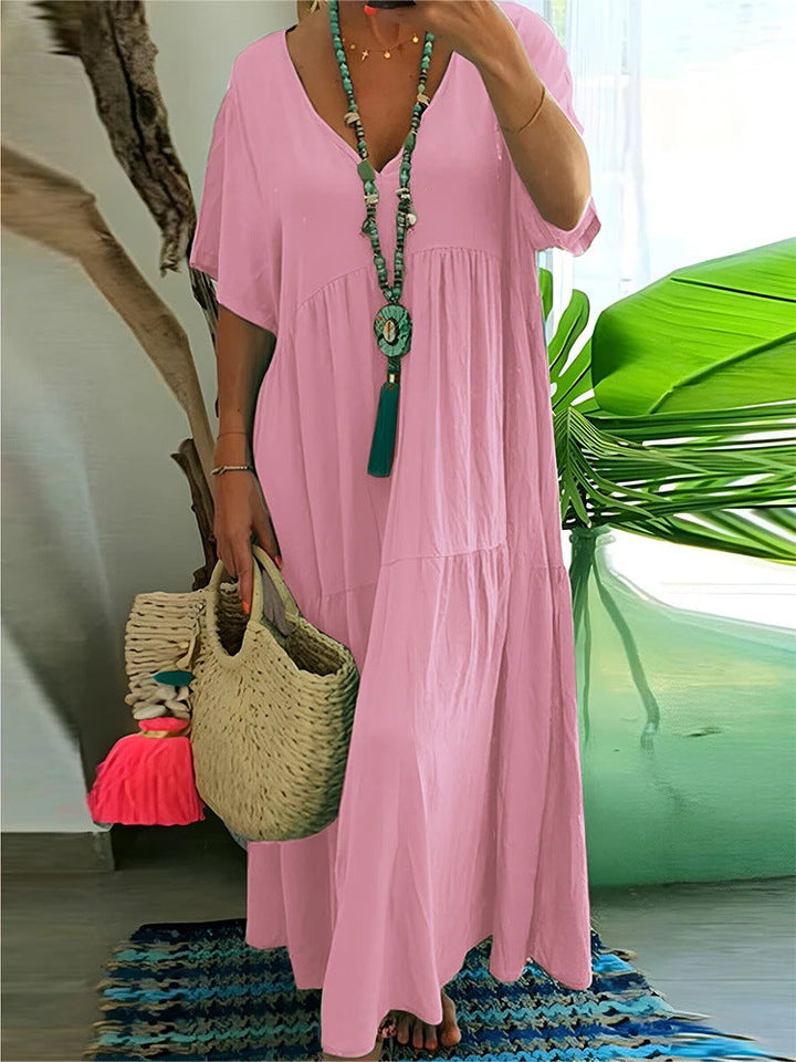 Rosie | Soft Ruffle V-Neck Maxi Dress