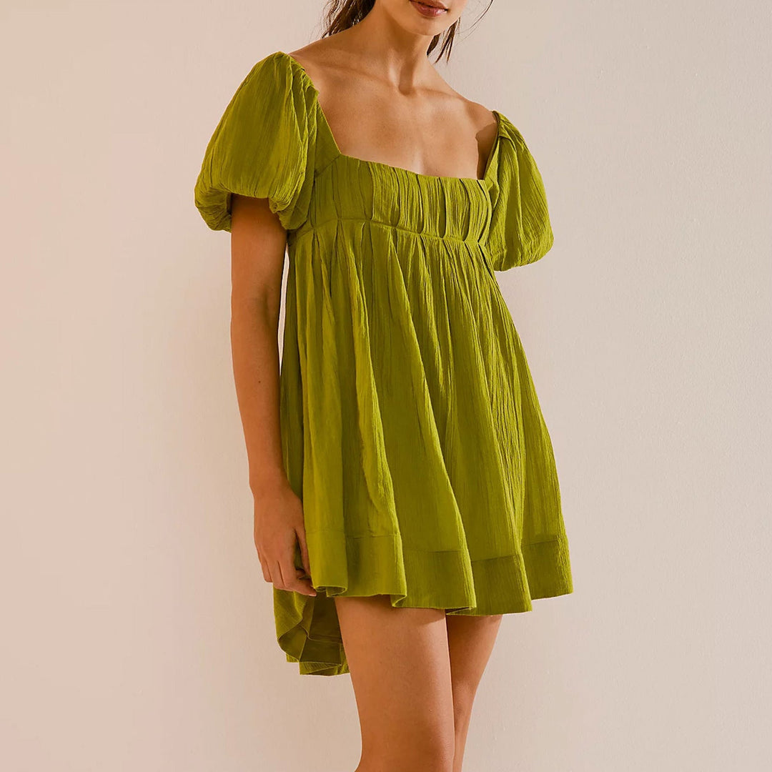 Rosie | Chic Summer Puff Sleeve Square Neck Mini Dress