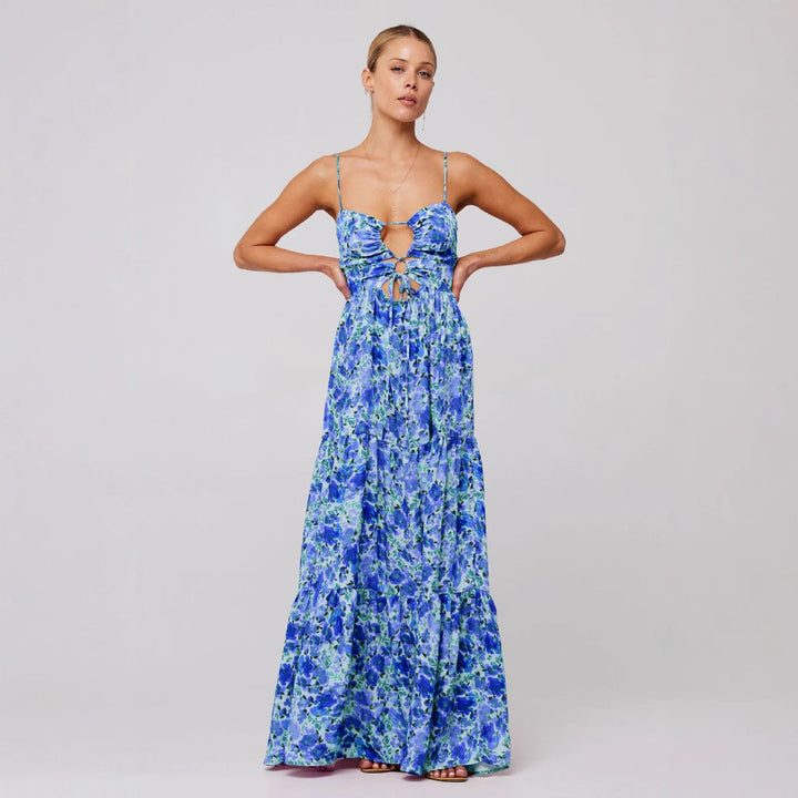 Rosie | Chic Sleeveless Cross Tie-Up Front Summer Maxi Dress