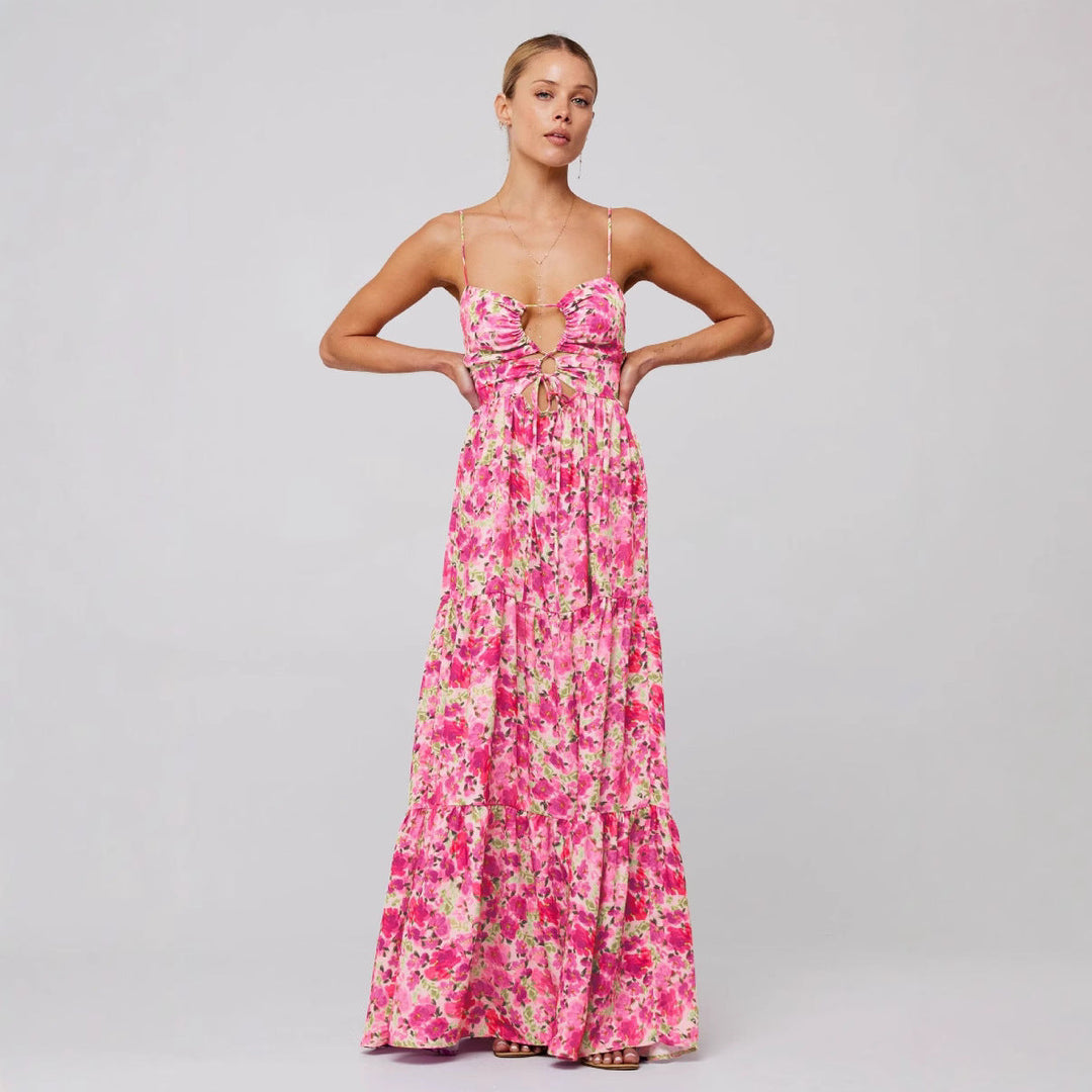 Rosie | Chic Sleeveless Cross Tie-Up Front Summer Maxi Dress