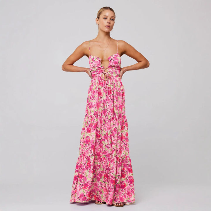 Rosie | Chic Sleeveless Cross Tie-Up Front Summer Maxi Dress