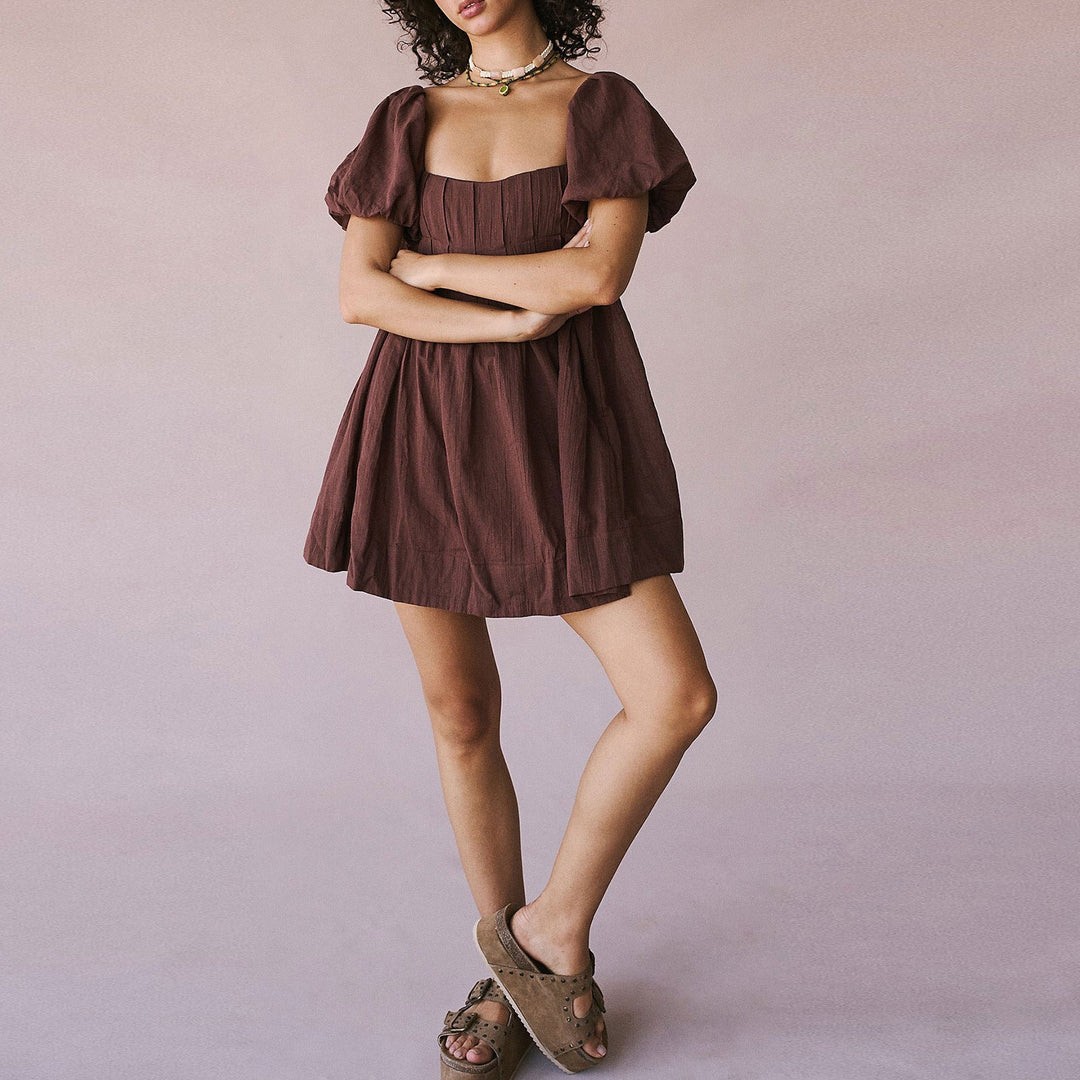 Rosie | Chic Summer Puff Sleeve Square Neck Mini Dress
