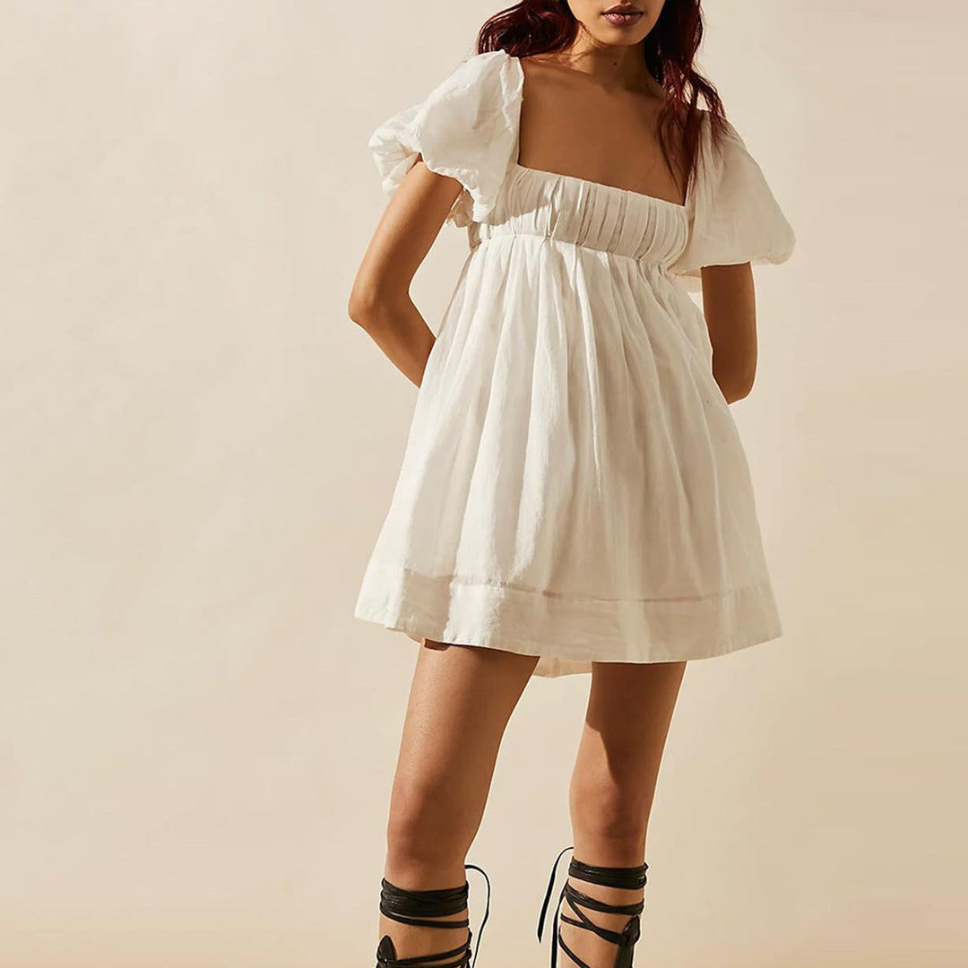 Rosie | Chic Summer Puff Sleeve Square Neck Mini Dress
