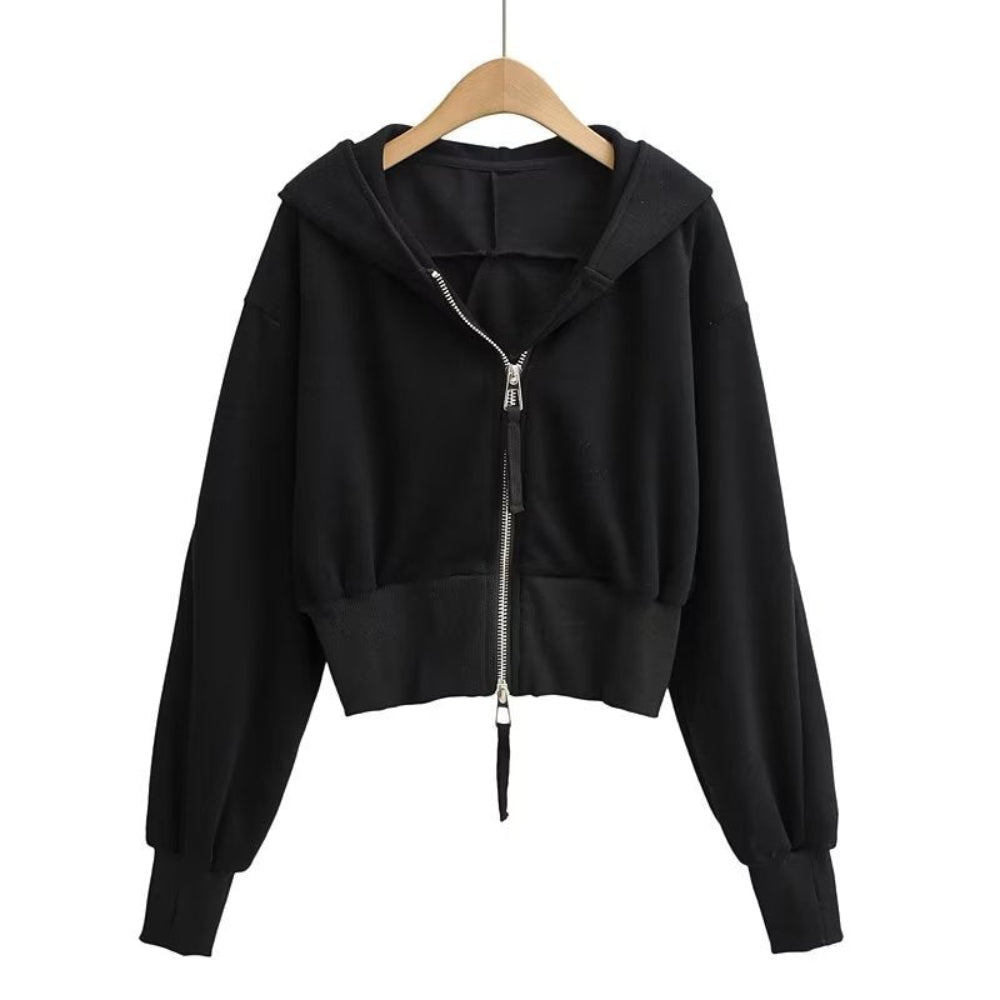 Rosie | Chic Cropped Hooded Zipper Workout Jacket