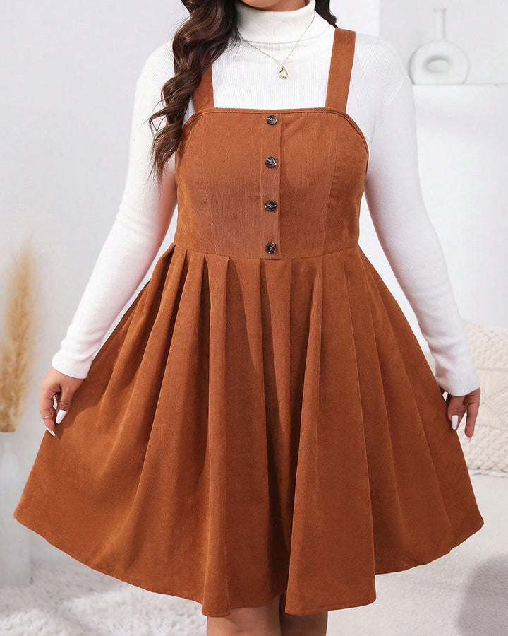 Rosie | Casual Plus Size Pleated A-Line Sleeveless Mini Dress