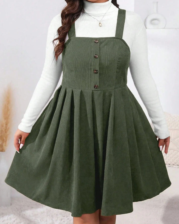 Rosie | Casual Plus Size Pleated A-Line Sleeveless Mini Dress