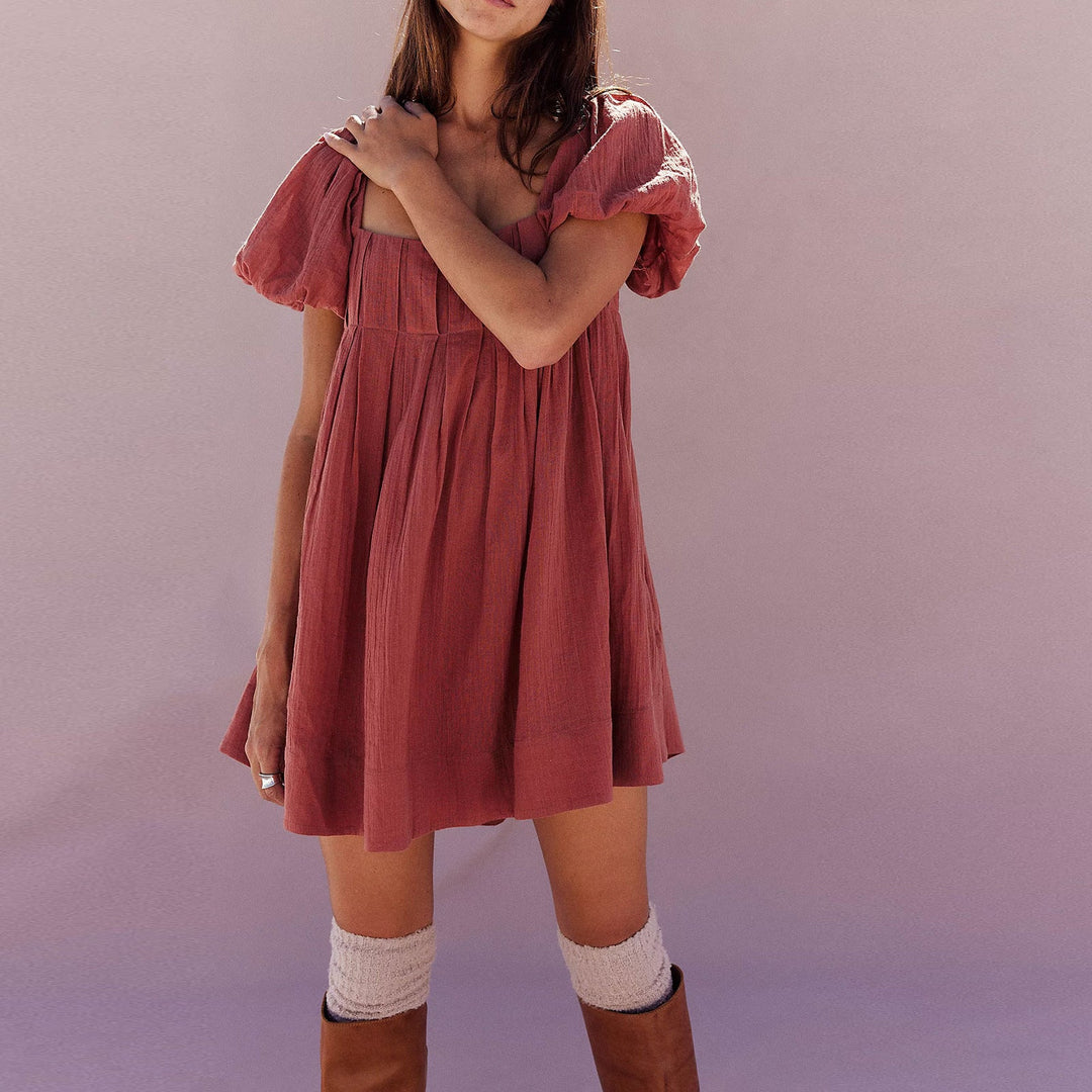 Rosie | Chic Summer Puff Sleeve Square Neck Mini Dress