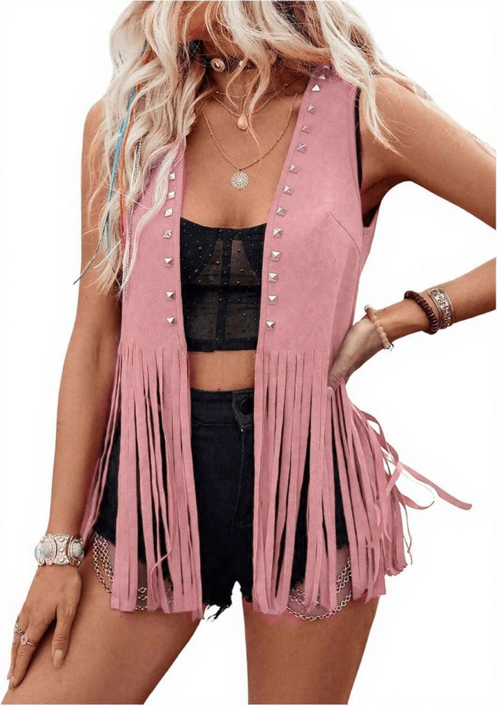 Rosie | Casual Open-Front Sleeveless Fringe Vest