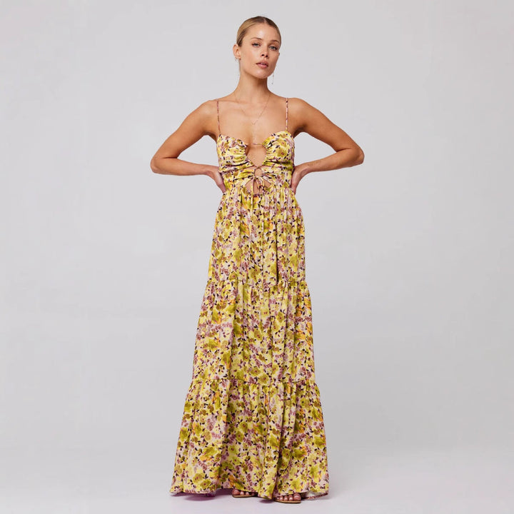 Rosie | Chic Sleeveless Cross Tie-Up Front Summer Maxi Dress