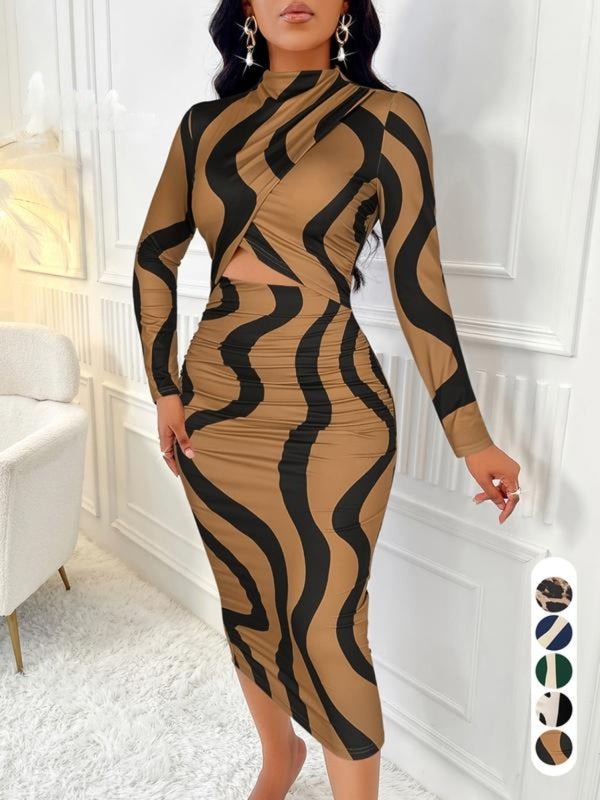 Rosie | Colorblock Print Cut-Out Bodycon Dress for Spring & Fall